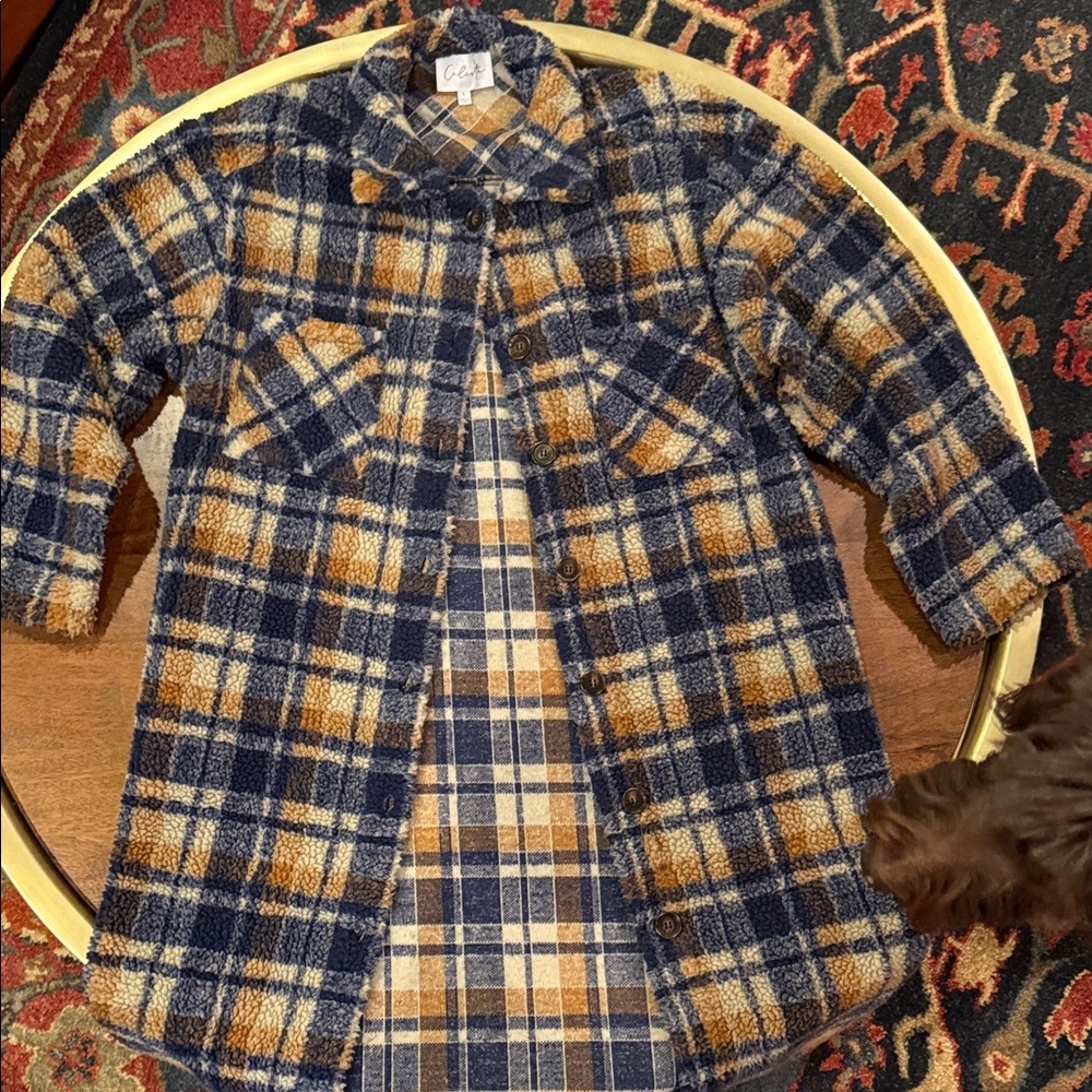 Plaid Women's Jacket in Blue and Brown